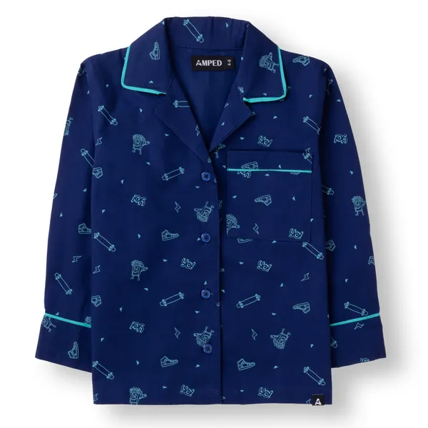 Blue_Printed_Twill_Casual_Night-Suit_For_Unisex