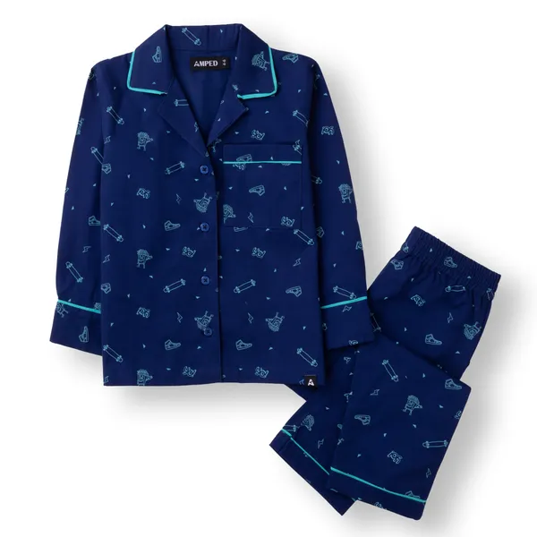 Blue_Printed_Twill_Casual_Night-Suit_For_Unisex