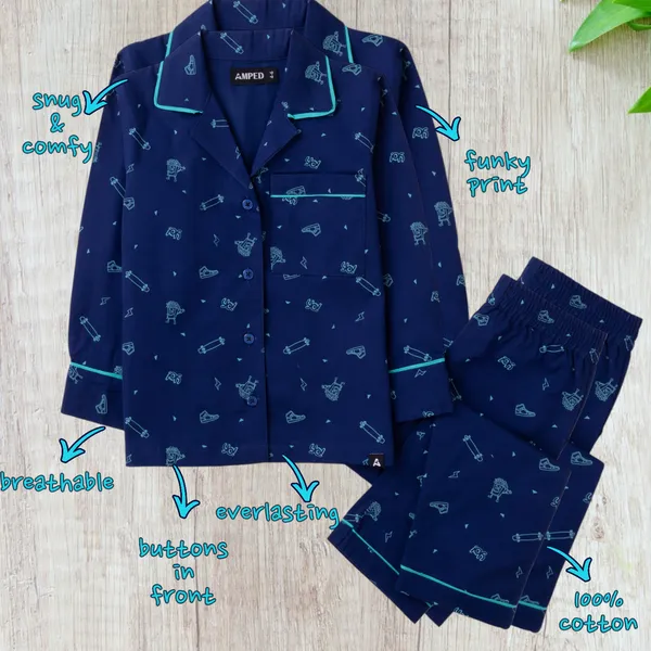 Blue_Printed_Twill_Casual_Night-Suit_For_Unisex