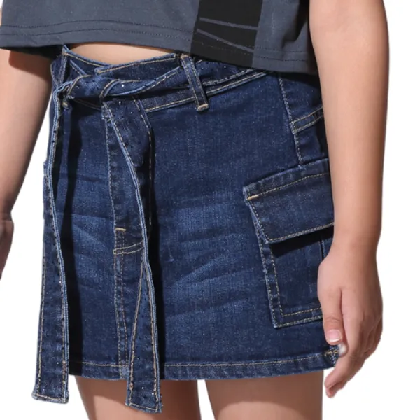 Blue_Solid_Twill_Casual_Skirt_For_Girls