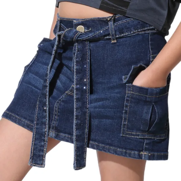 Blue_Solid_Twill_Casual_Skirt_For_Girls