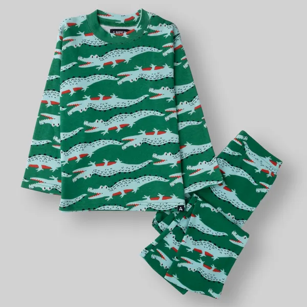 Green_Printed_Rib_Casual_Night-Suit_For_Unisex