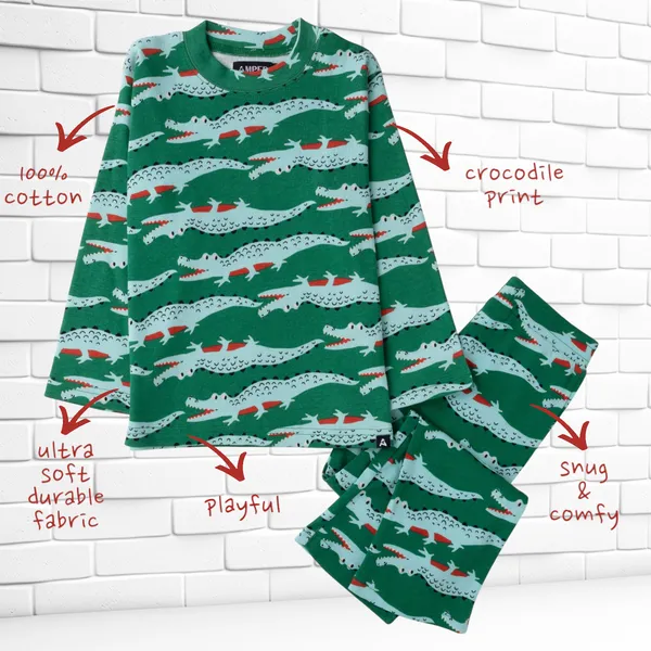 Green_Printed_Rib_Casual_Night-Suit_For_Unisex