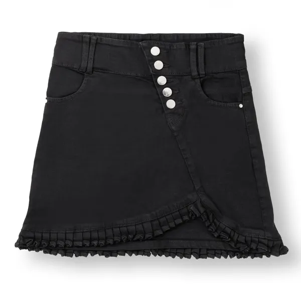Black_Solid_Twill_Casual_Skirt_For_Girls