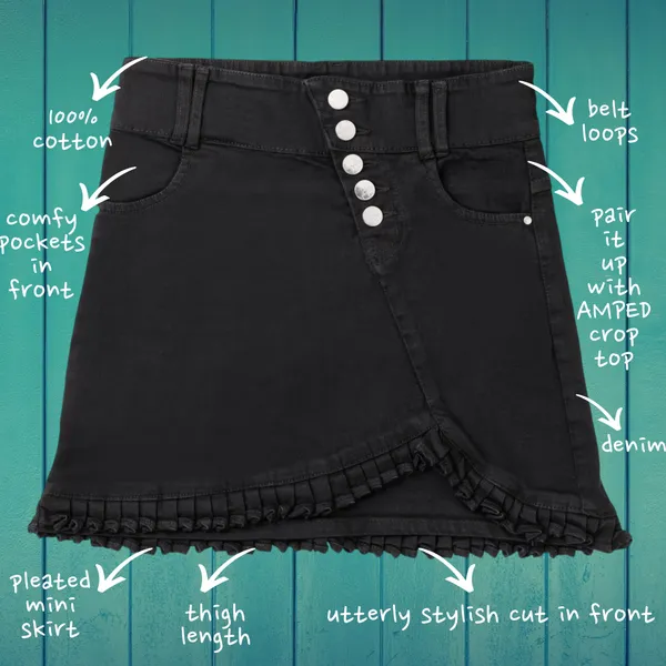 Black_Solid_Twill_Casual_Skirt_For_Girls