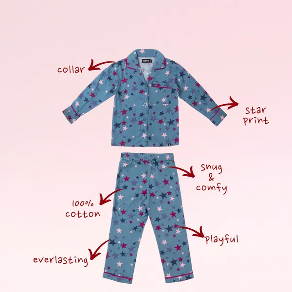 Blue_Printed_Rayon_Casual_Night-Suit_For_Unisex_(Pack_of_2)
