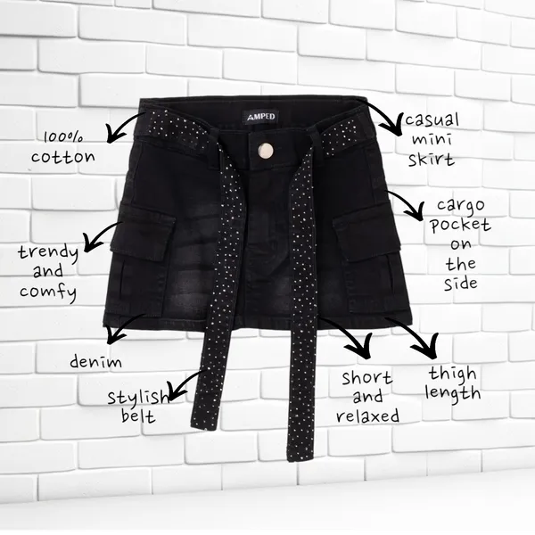 Black_Solid_Twill_Casual_Skirt_For_Girls