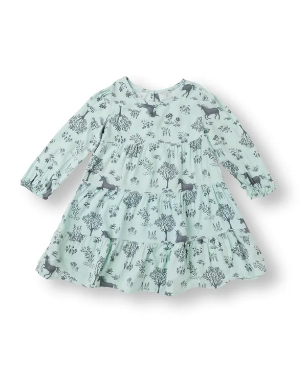 Sea_Green_Printed_Cotton_Casual_Dress_For_Girls