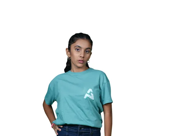 Sea_Green_Solid_Cotton_Jersay_Casual_T-Shirt_For_Girls