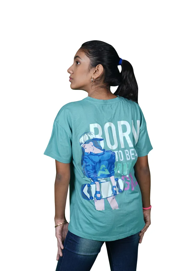 Sea_Green_Solid_Cotton_Jersay_Casual_T-Shirt_For_Girls