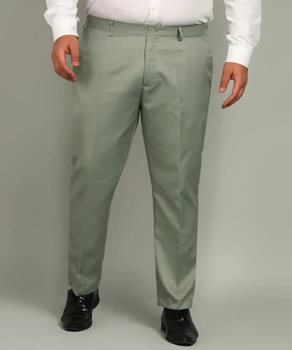 Light_Green_Poly_Viscose_Mid_Rise_Plus_Size_Straight_Fit_Formal_Trouser_For_Men
