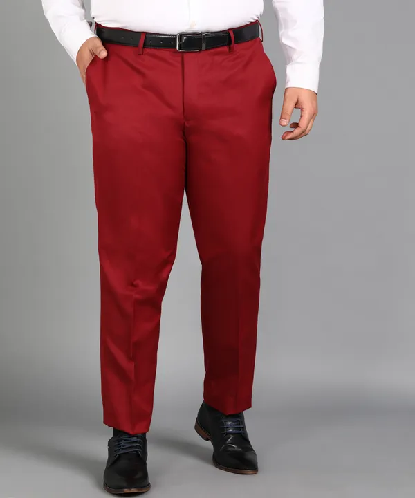 Maroon_Poly_Viscose_Mid_Rise_Plus_Size_Straight_Fit_Formal_Trouser_For_Men