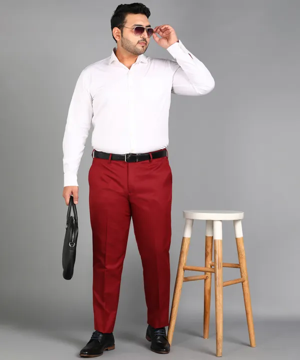 Maroon_Poly_Viscose_Mid_Rise_Plus_Size_Straight_Fit_Formal_Trouser_For_Men