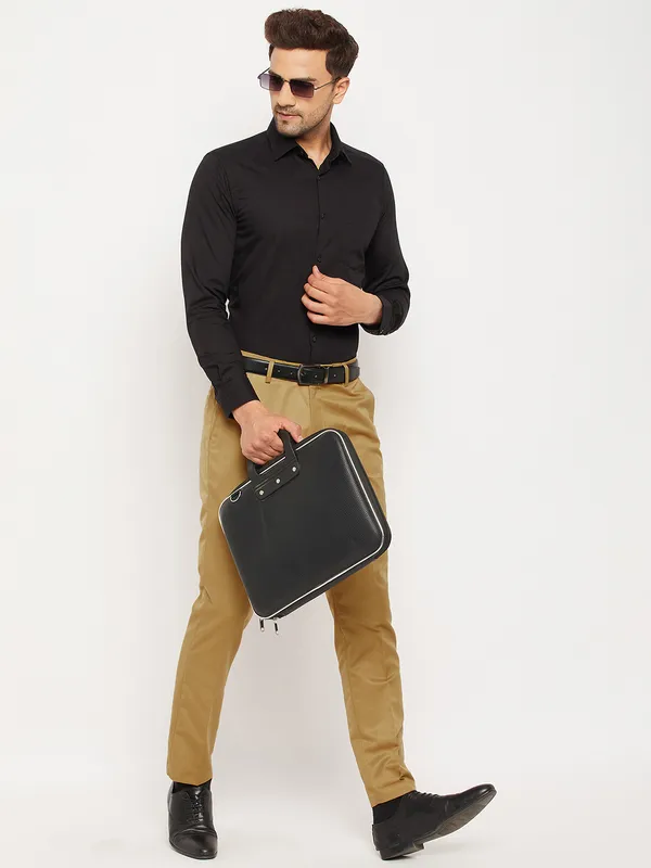 Khaki_Poly_Viscose_Mid_Rise_Straight_Fit_Formal_Trouser_For_Men