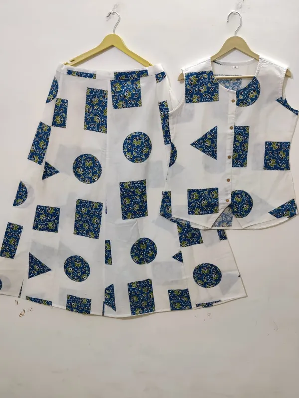 Women_Premium_Cotton_Co-Ord_Set_Sleeveless_Button_Detail_Top_with_Printed_Flared_Skirt_Elegant_Ethnic_Fusion_Wear