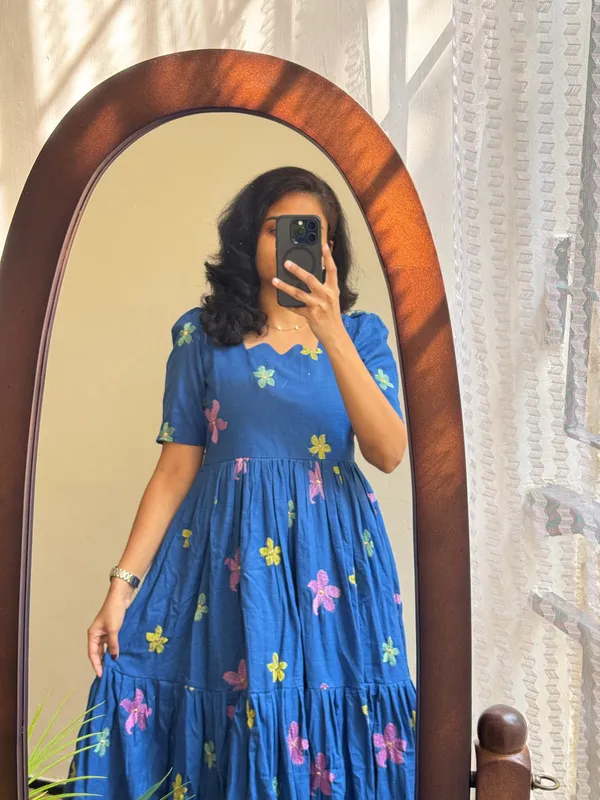 Blue_Cotton_Beautiful_Embroidary_Work_Midi_Kurti_For_Women