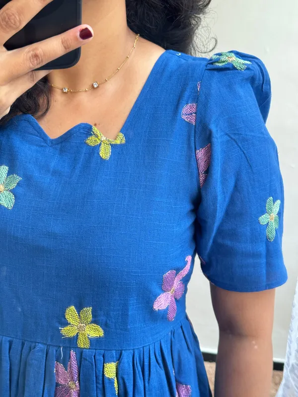 Blue_Cotton_Beautiful_Embroidary_Work_Midi_Kurti_For_Women