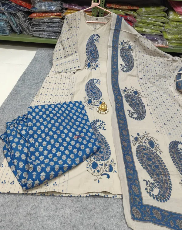 Women_Printed_Cotton_Kurta_Pant_Dupatta_Ethnic_Set_with_EmbroideBLU_Detailing
