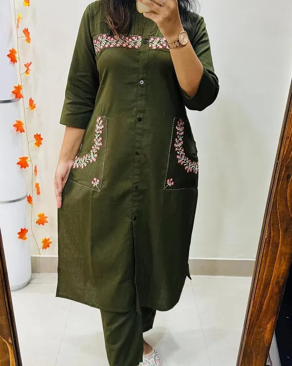 Upgrade_Your_Office_Wear_with_this_Classy_Embroidered_Kurti_&_Trendy_2-Side_Pocket_Pant_All-Day_Comfort_&_Style!
