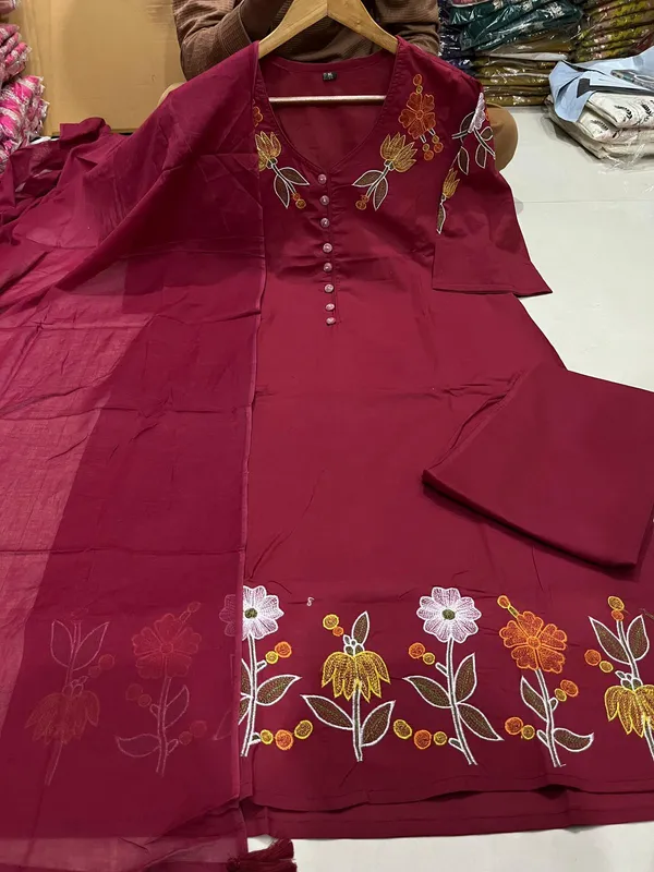 Women_Embroidered_Cotton_Kurta_Pant_Dupatta_Set