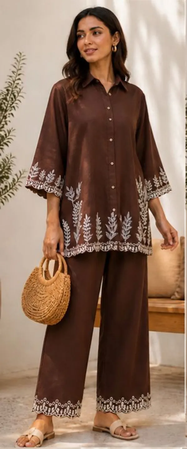 Women_Premium_Cotton_Co-Ord_Set_with_Embroidered_Shirt_Style_Top_and_Palazzo_Pants