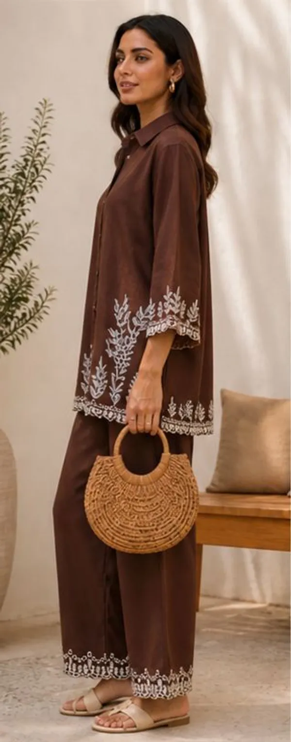 Women_Premium_Cotton_Co-Ord_Set_with_Embroidered_Shirt_Style_Top_and_Palazzo_Pants