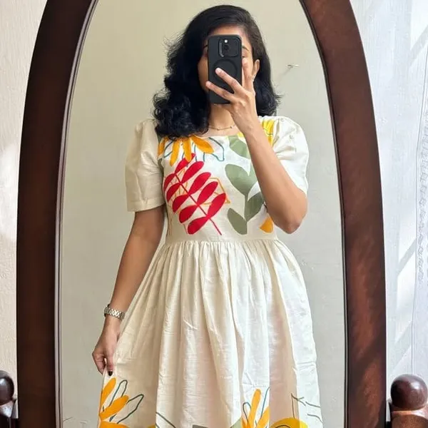 Beautiful_Floral_Print_Beige_Cotton_Flex_Midi_Kurti_For_Women