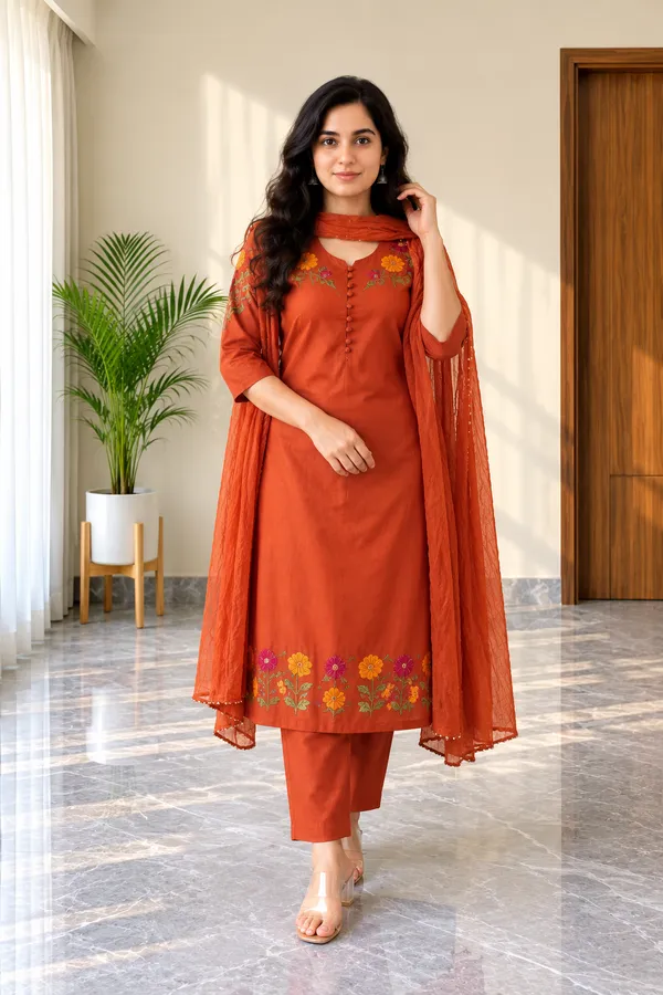Graceful_Embroidered_Cotton_Kurta_Set_with_Gotta-Laced_Dupatta_and_Straight_Pants_—_Elegant_Three-Piece_Ensemble_for_Festive_and_Everyday_Style