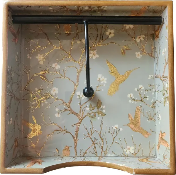 Grey_Home_Goods_Square_Tissue_Tray_|_Square_Napkin_Holder_|Tissue_Paper_Case_Dispenser/Facial_Tissue_Holder_For_Home_And_Office_(Golden_Bird)