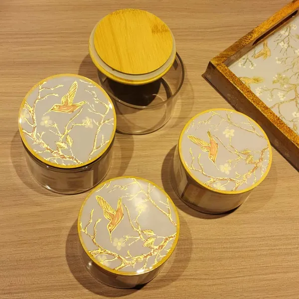 Luxury_Glass_Jar_Set_with_Wooden_Tray_–_4_Airtight_Storage_Jars_with_Designer_Lids_for_Kitchen,_Dining_&_Gifting_(Golden_Bird)