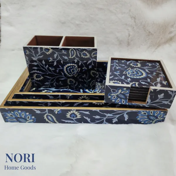 Set_Of_3_-_Home_Goods_Noor-e-Night_Luxury_Tray_Rectangle_Serving_Trays,_6_Matching_Coasters_&_2-Part_Cutlery_Holder_|_Blue_&_White_Marble_Design_|_Decorative_MDF_Tray_Set_for_Dining,_Coffee_Table_&_Gifting