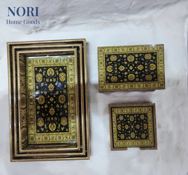Set_Of_3_-_Home_Goods_Zahra_Gold_Luxury_Tray_Rectangle_Serving_Trays,_6_Matching_Coasters_&_2-Part_Cutlery_Holder_|_Black_&_Gold_Design_|_Decorative_MDF_Tray_Set_for_Dining,_Coffee_Table_&_Gifting