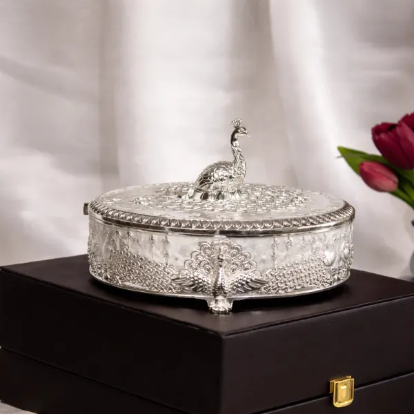 Round_German_Silver_Peacock_Dry_Fruit_Box_