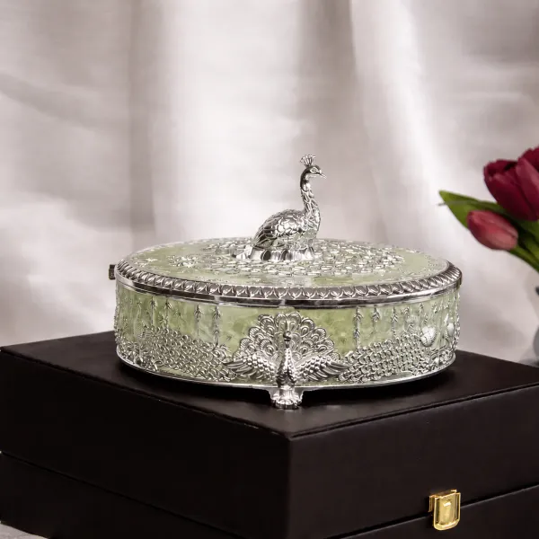 Round_German_Silver_Peacock_Dry_Fruit_Box_