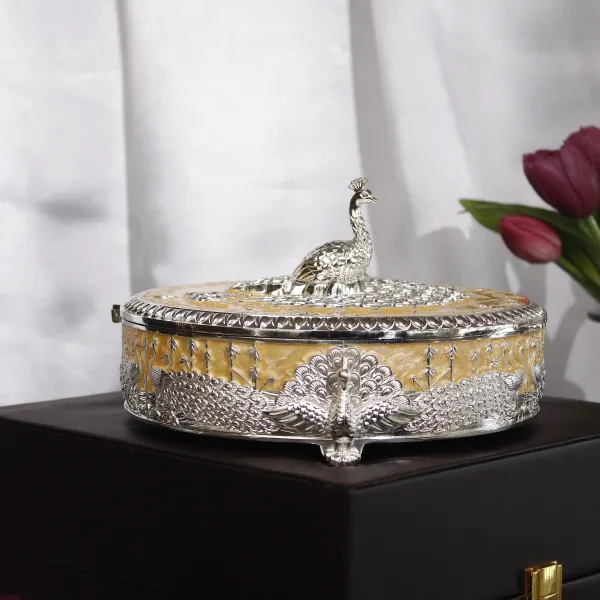 Round_German_Silver_Peacock_Dry_Fruit_Box_