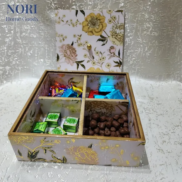 White_Flower_Decorative_Box_With_Lid_|_Multipurpose_Box_For_Serving_Dry_Fruits_Or_Snacks,_Storing_Jewellery,_Organizing_Accessories_|_Elegant_Gifting_Option_With_4_Removable_Compartments_|_Home_Decor