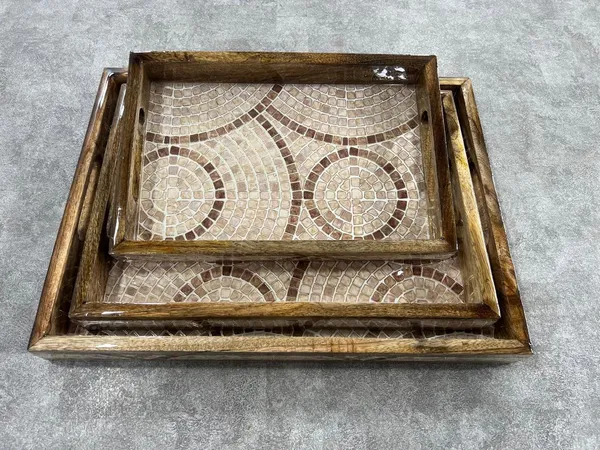 Set_of_3_-_Brown_Mosiac_Wooden_Tray_Handcrafted_Trays