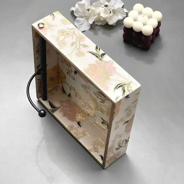 White_Home_Goods_Square_Tissue_Tray_|_Square_Napkin_Holder_|Tissue_Paper_Case_Dispenser/Facial_Tissue_Holder_For_Home_And_Office_(White_Flower)