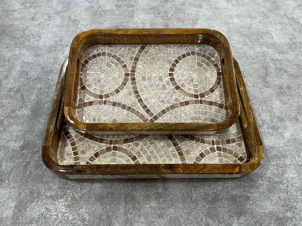 Set_of_2_-_Wooden_Tray_Brown_Mosaic_-_Serving_Trays_with_Handles_|_Decorative_Tray_for_Kitchen,_Dining_&_Home_Decor