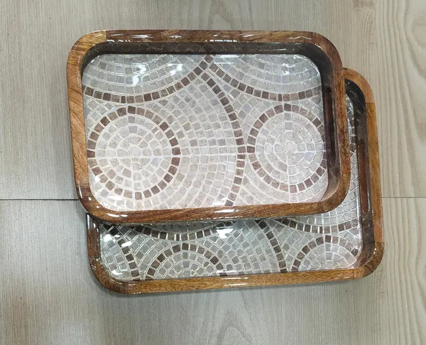 Set_of_2_-_Wooden_Tray_Brown_Mosaic_-_Serving_Trays_with_Handles_|_Decorative_Tray_for_Kitchen,_Dining_&_Home_Decor