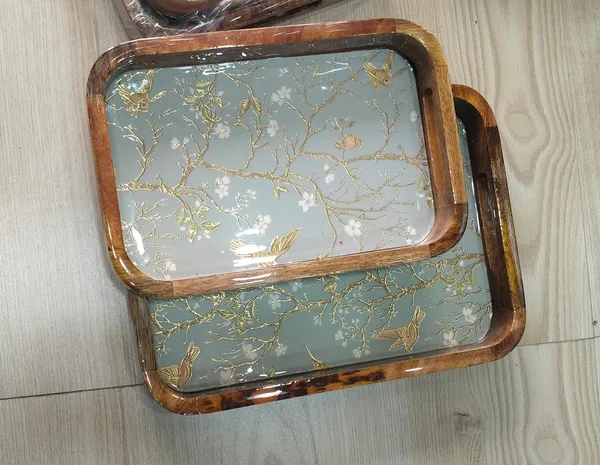 Set_of_2_-_Wooden_Tray_Golden_Bird_-__Serving_Trays_with_Handles_|_Decorative_Tray_for_Kitchen,_Dining_&_Home_Decor