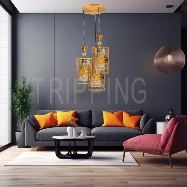 Golden_Decorative_12_Watt_3-Light_Hanging_Pendant_Lamp