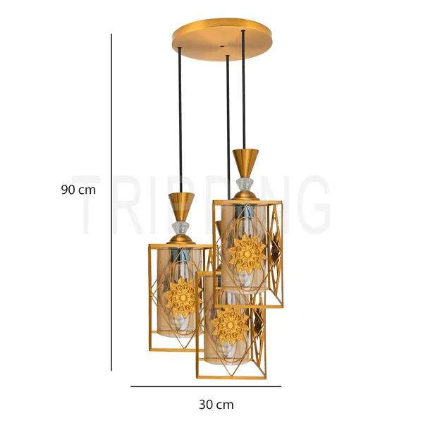 Golden_Decorative_12_Watt_3-Light_Hanging_Pendant_Lamp
