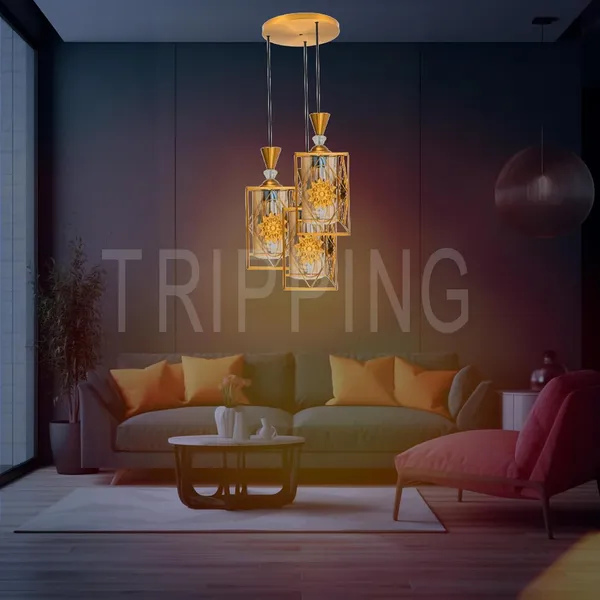 Golden_Decorative_12_Watt_3-Light_Hanging_Pendant_Lamp