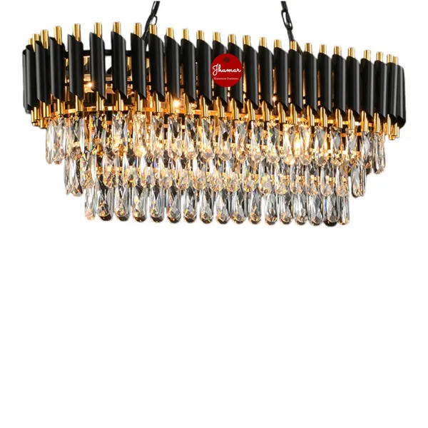 Black_&_Gold_Decorative_Mamba_Oval_Modern_Crystal_Hanging_Chandelier
