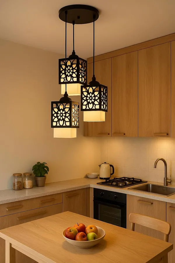 Tripping_3_Light_Hanging_Light_Chandelier_Wooden_Box_Black_N_White_Ceiling_Pendant_Laser_Cutting_Desine_Decorative_Classic_Lamp_For_Home_Decor_Light_Color_Warm_White_With_9wattx3_Led_Bulb