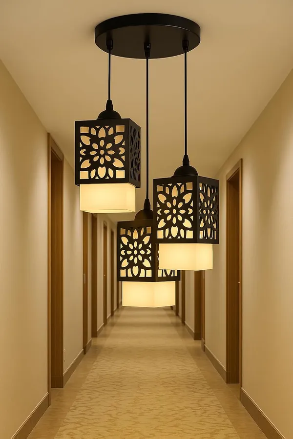 Tripping_3_Light_Hanging_Light_Chandelier_Wooden_Box_Black_N_White_Ceiling_Pendant_Laser_Cutting_Desine_Decorative_Classic_Lamp_For_Home_Decor_Light_Color_Warm_White_With_9wattx3_Led_Bulb