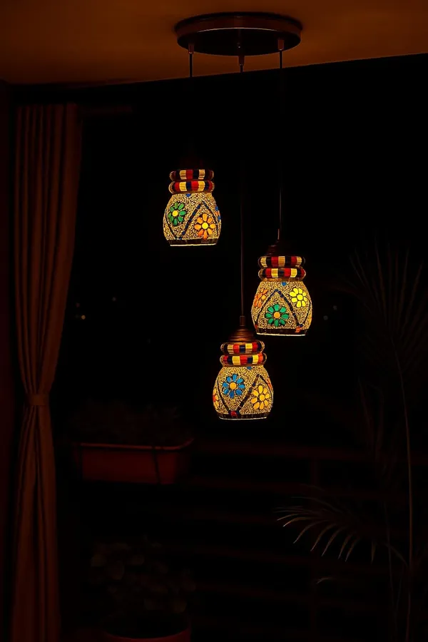Tripping_Ceiling_Pendant_3_Light_Hanging_Light_Chandelier_Jhoomer_Antiques_Mosaic_Traditional_Glass_Modern_Decorative_Ceramic_Classic_Lamp_For_Home_Decor_Adjustable_Multicolour_E27_Bulb_Free_27watt