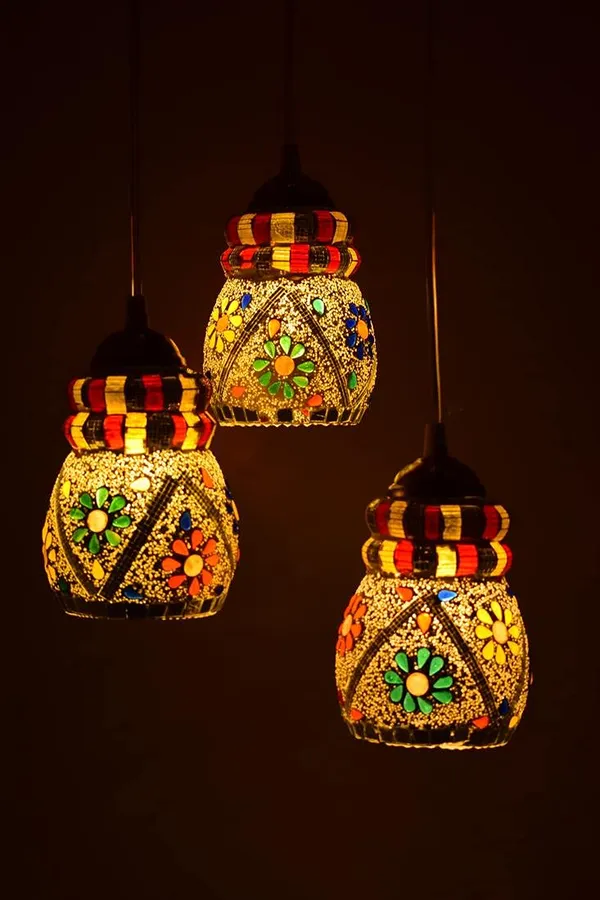 Tripping_Ceiling_Pendant_3_Light_Hanging_Light_Chandelier_Jhoomer_Antiques_Mosaic_Traditional_Glass_Modern_Decorative_Ceramic_Classic_Lamp_For_Home_Decor_Adjustable_Multicolour_E27_Bulb_Free_27watt