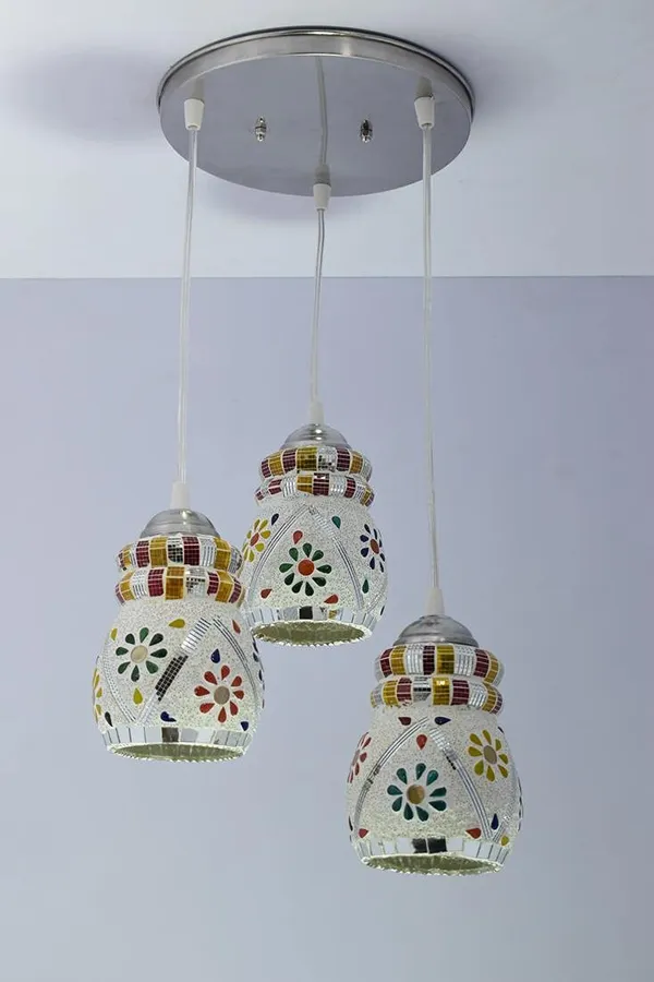 Tripping_Ceiling_Pendant_3_Light_Hanging_Light_Chandelier_Jhoomer_Antiques_Mosaic_Traditional_Glass_Modern_Decorative_Ceramic_Classic_Lamp_For_Home_Decor_Adjustable_Multicolour_E27_Bulb_Free_27watt